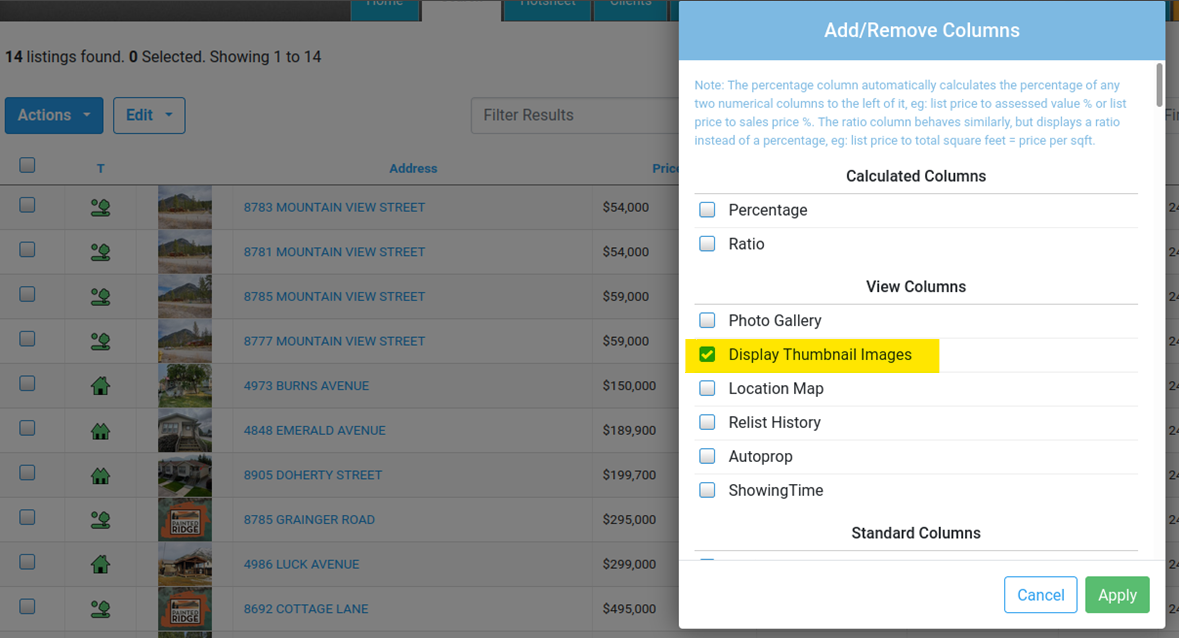 Display Thumbnail Images in Grid View of the Results Page – RealtyServer