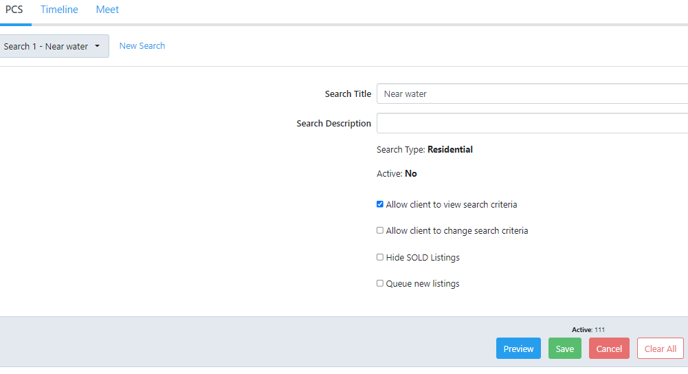 How to change a client's search criteria RealtyServer